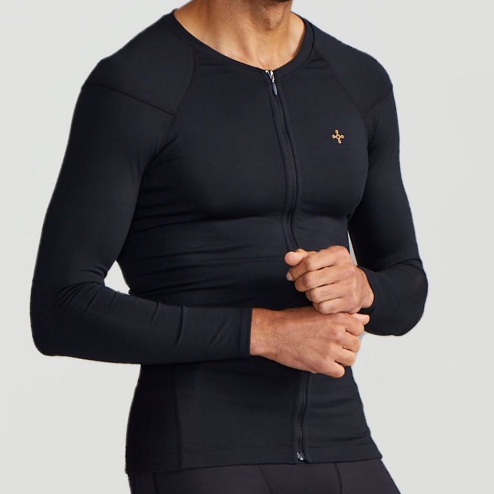 Men’s Tommy Copper Full Zip Back Support Long Sleeve Shirt in Black 2XL XXL